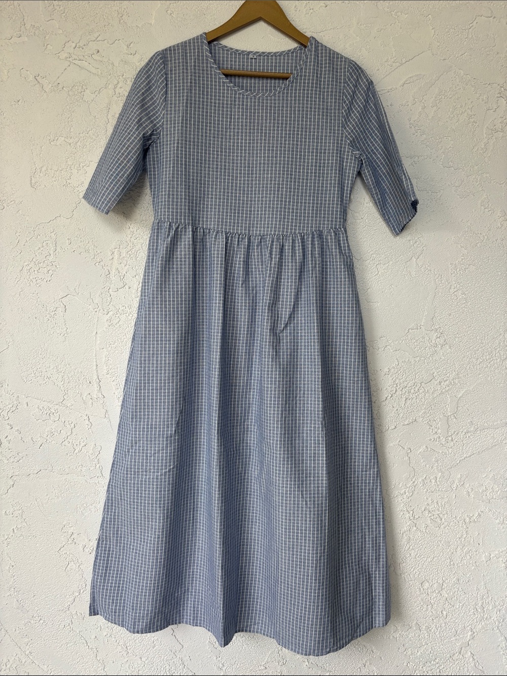 Blue Gingham Midi Dress